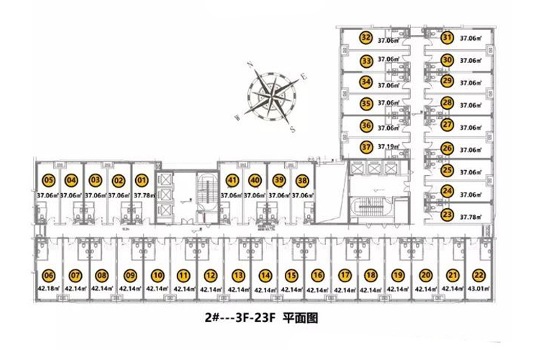 龙光玖龙汇 2#3-23F平面图