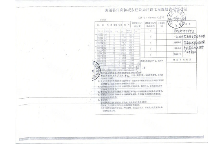 景园悦海湾 建设工程规划许可证