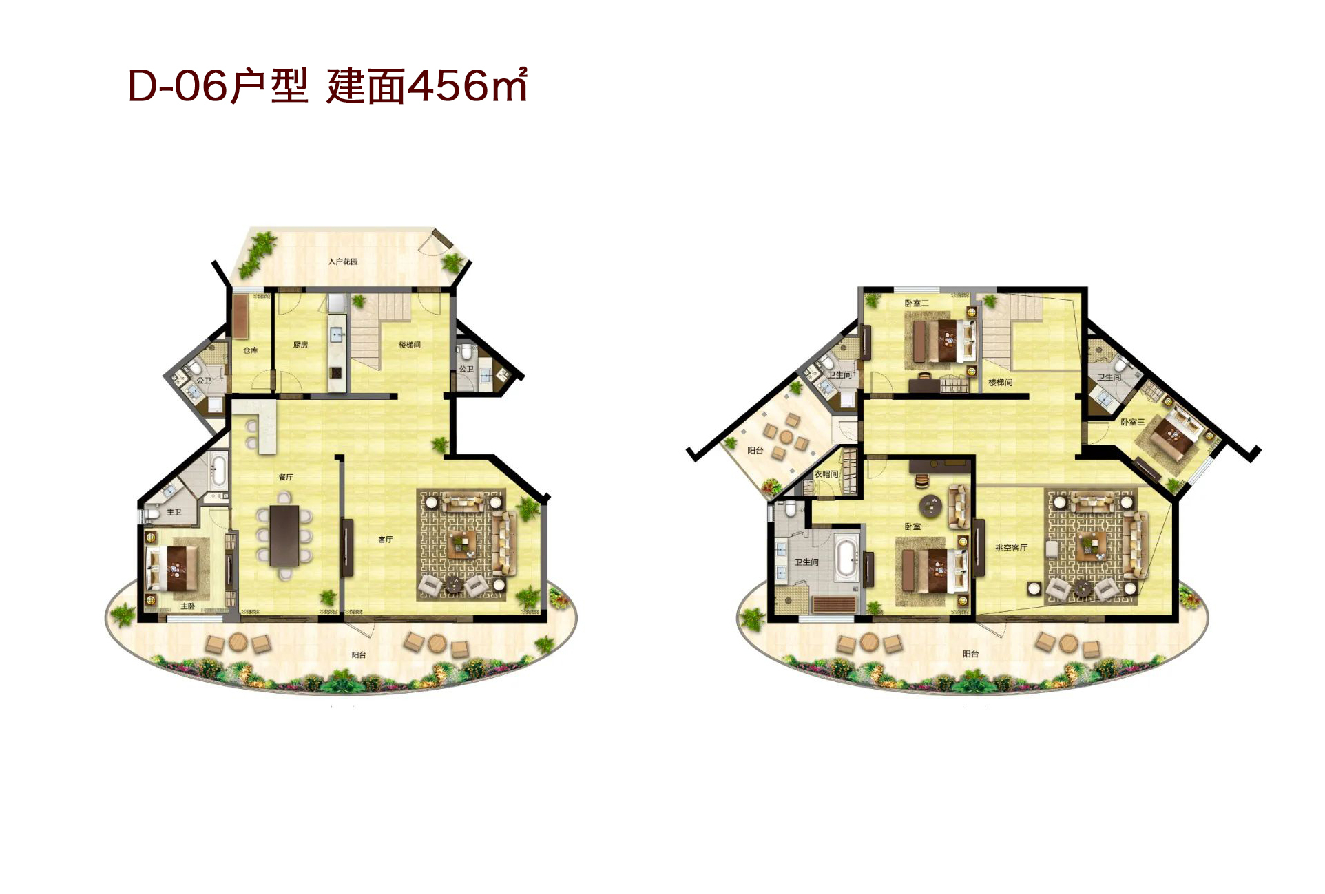 高层 D-06户型 4房3厅6卫 建面456㎡