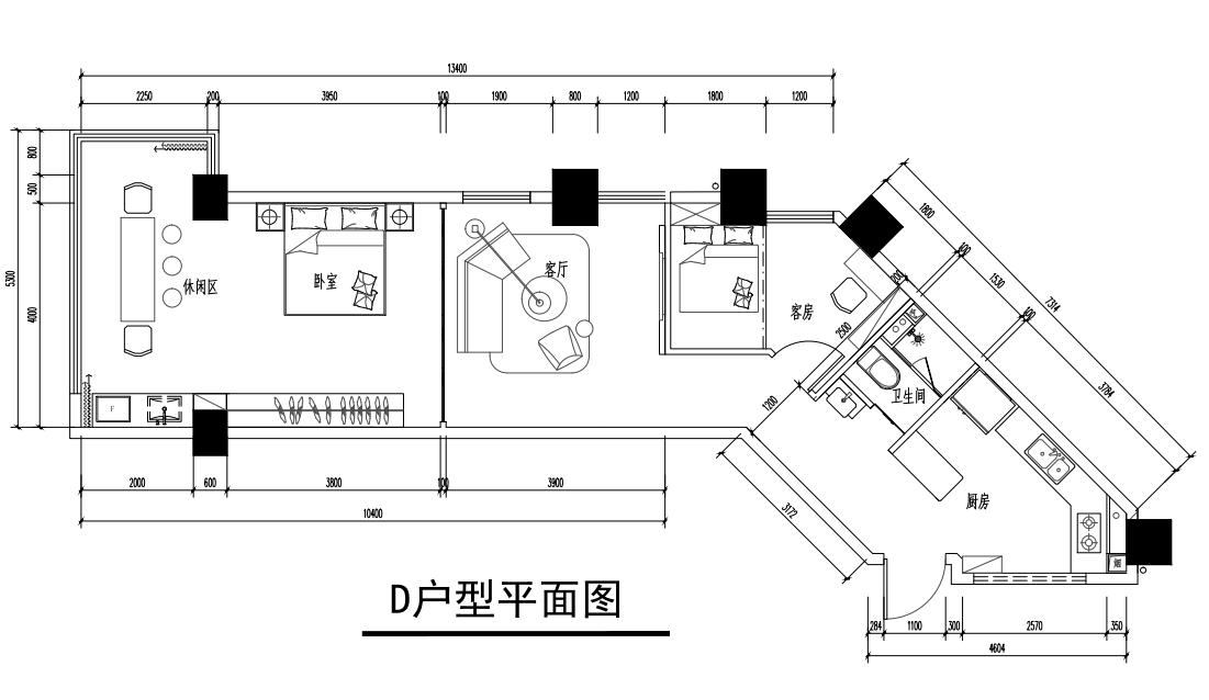 江东椰风海韵二期 产权式酒店 D户型 建面90㎡