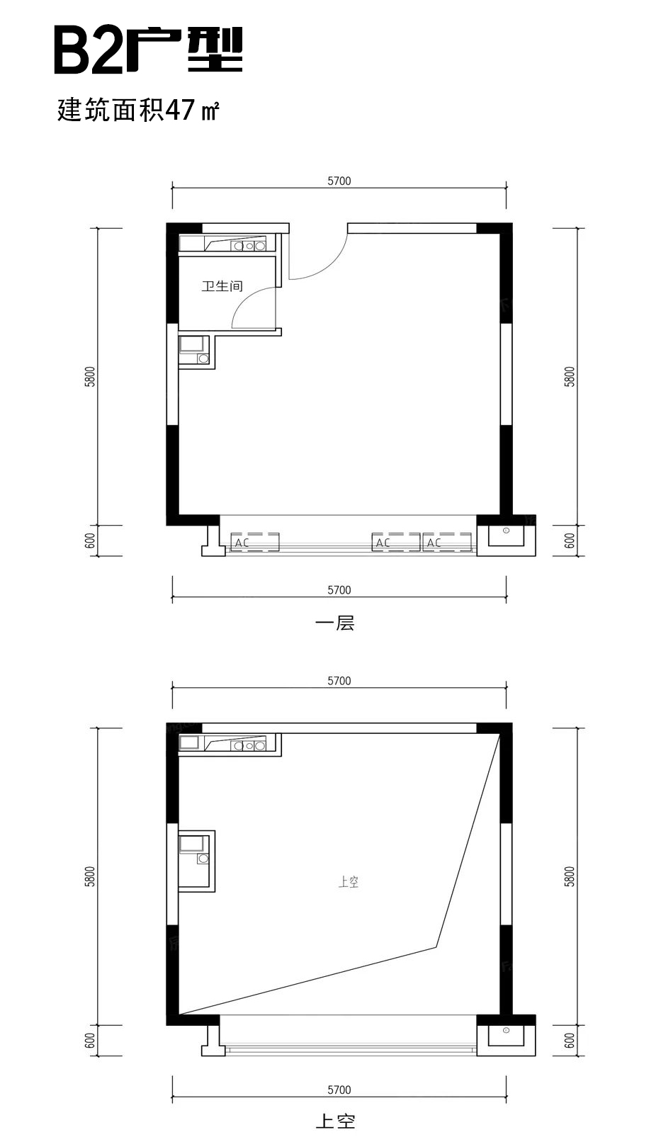 洋浦保利中心 创办空间 B2户型 建面47㎡