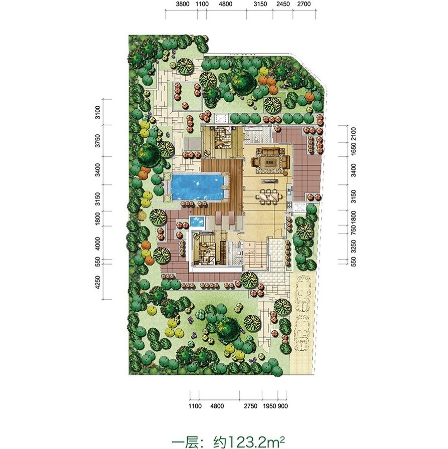 鲁能三亚湾高二区 独栋 C户型4房2厅4卫1楼