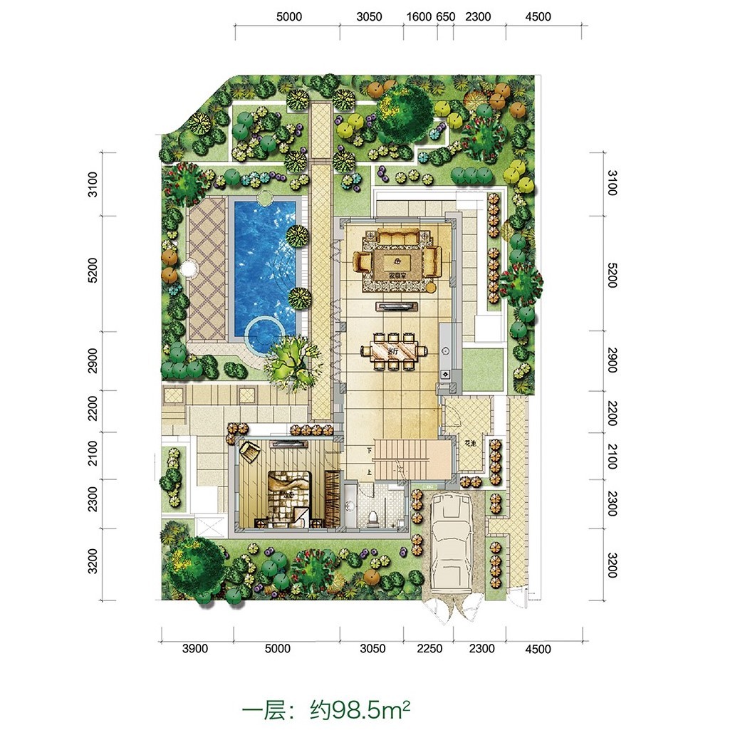 鲁能三亚湾高二区 独栋 D户型3房2厅3卫一层