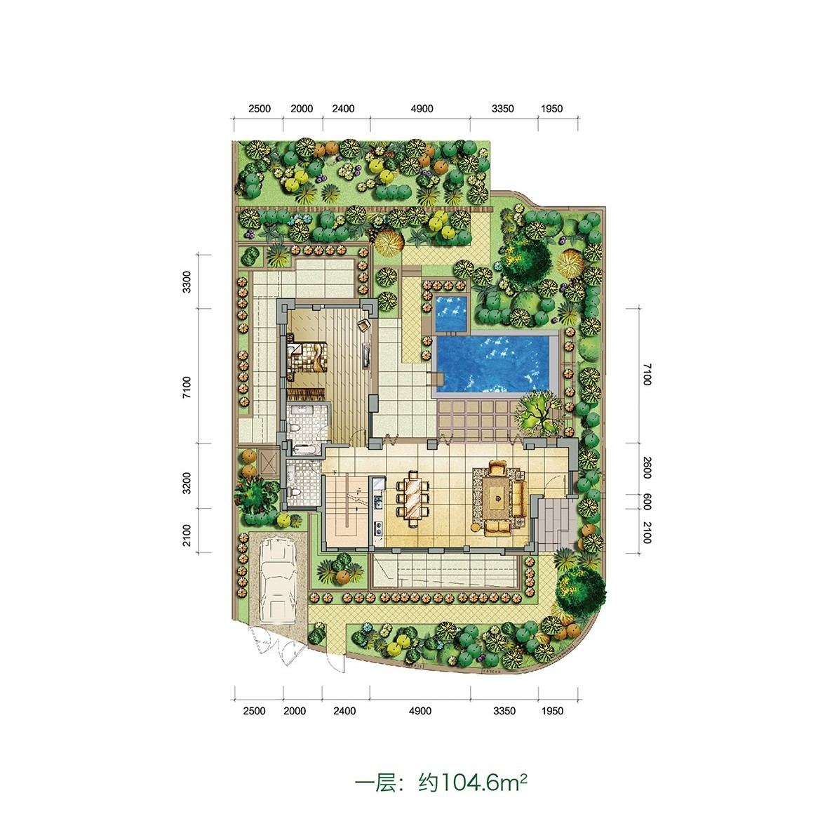 鲁能三亚湾高二区 独栋 E户型2房2厅3卫一层