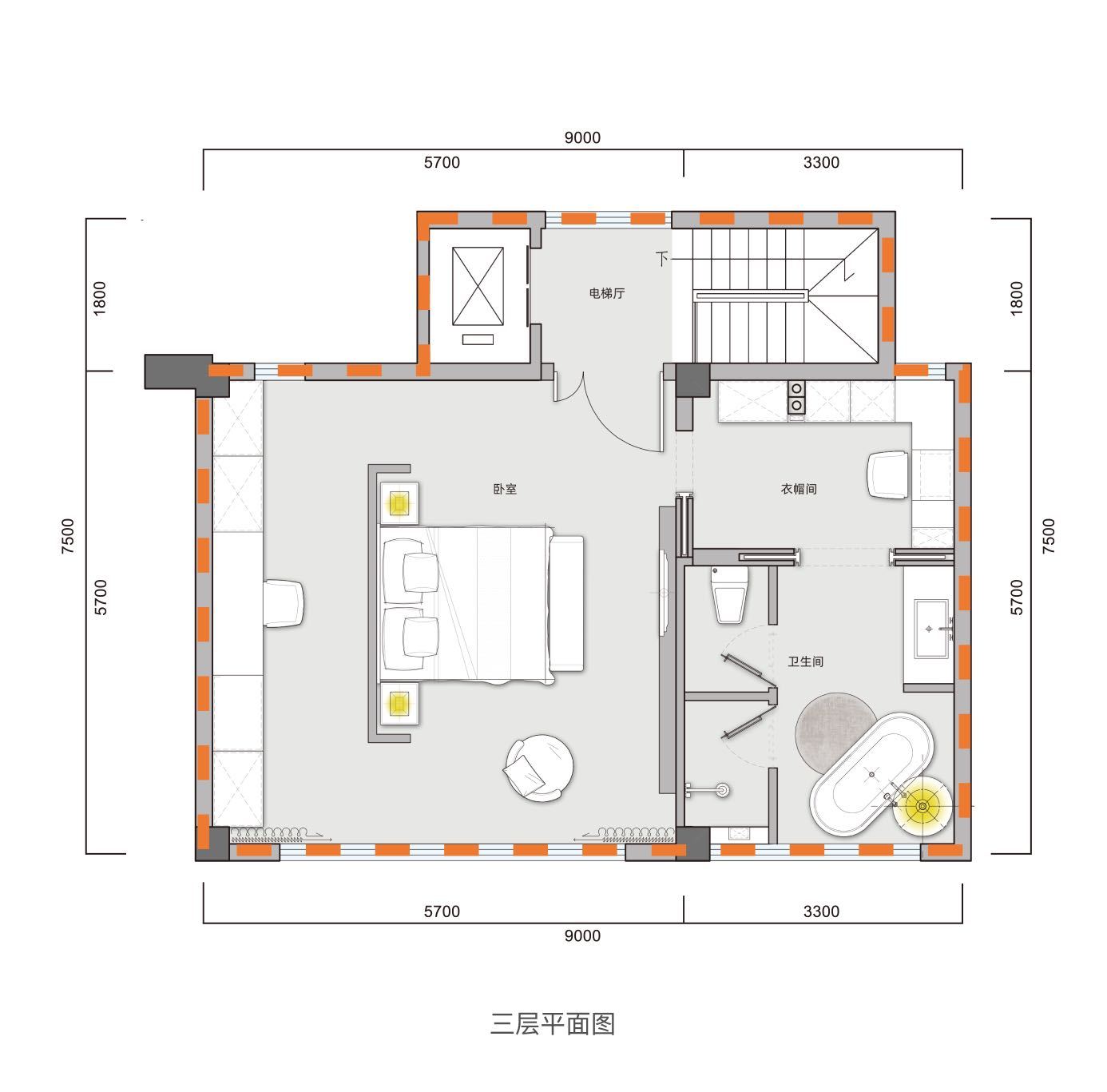 石梅春墅 院墅&middot;下院&middot;A户型三层