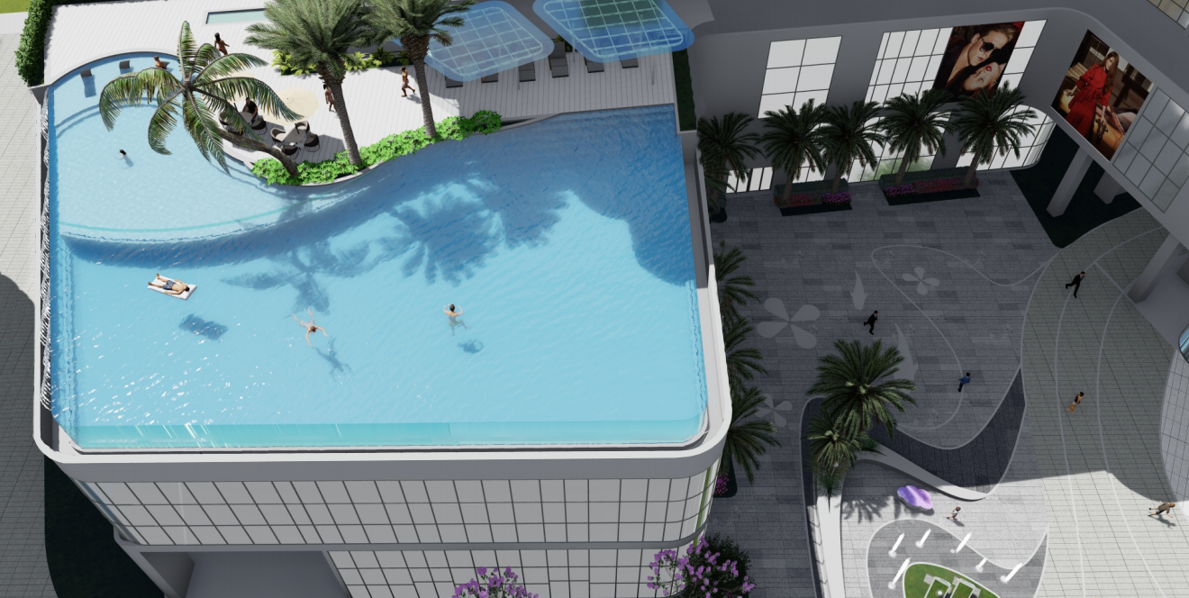 华庭天地效果图-无边泳池