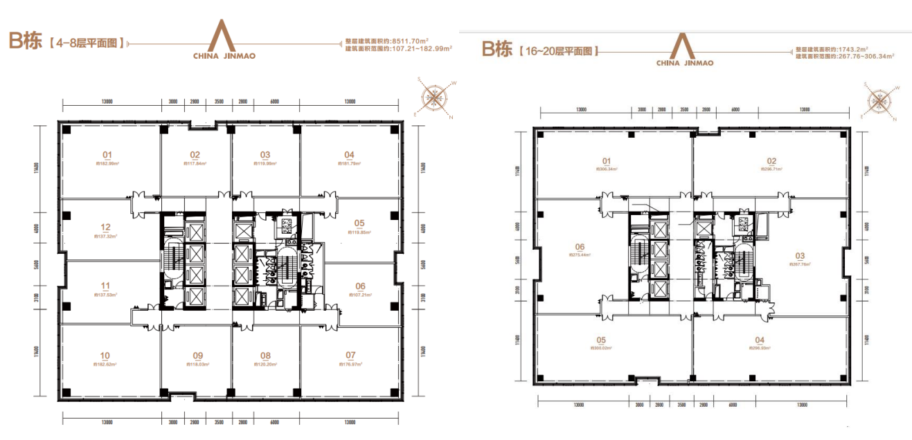 金茂南繁科创中心 写字楼 B栋4-8层平面图