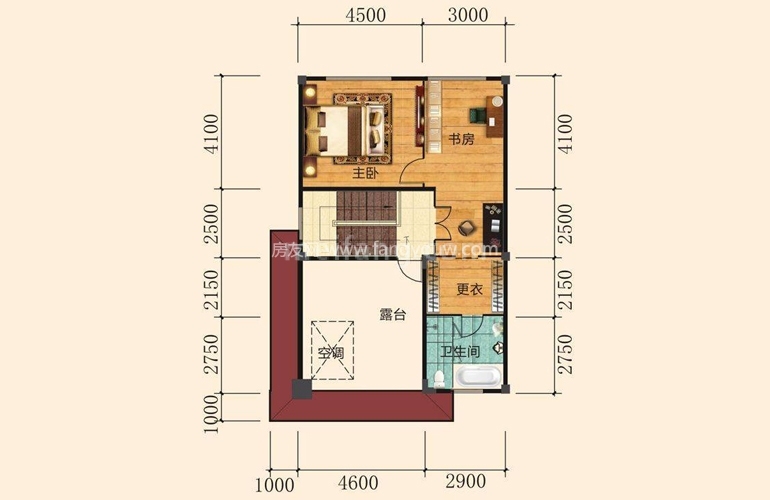 F别墅第四层户型 5室3厅5卫1厨 建筑面积447㎡ 
