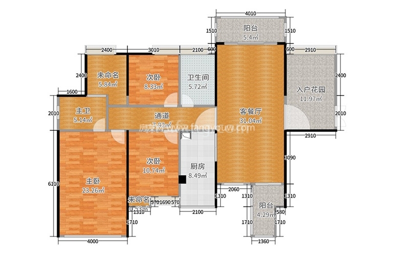161㎡户型 3室2厅1卫1厨 161㎡