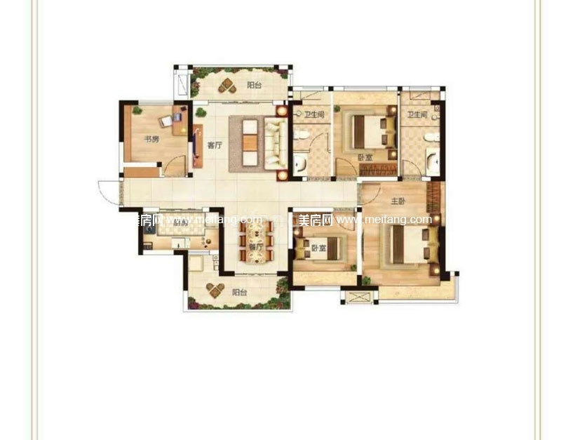 A户型 4房2厅2卫1厨 119㎡