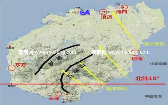 海南地貌及季风分析图