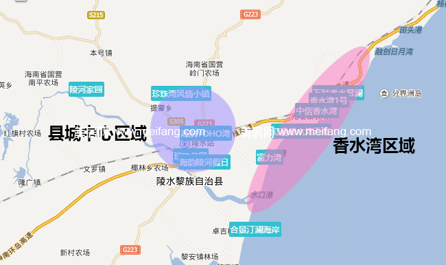 县城区、香水湾楼盘分布