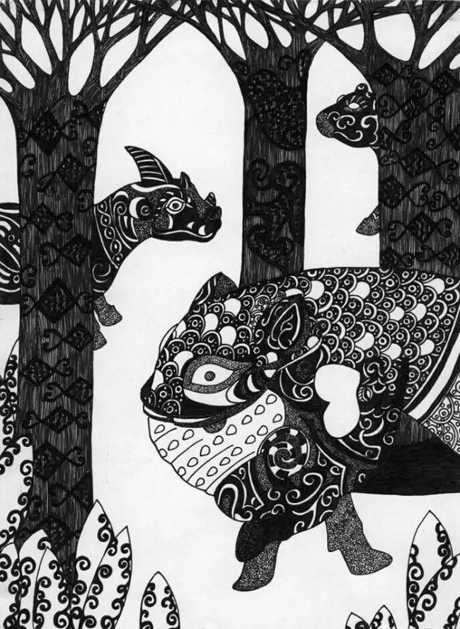 《错金银铜虎噬鹿》 21x14.7cm 2012年 《错金银铜虎噬鹿》 21x14.7cm 2012年