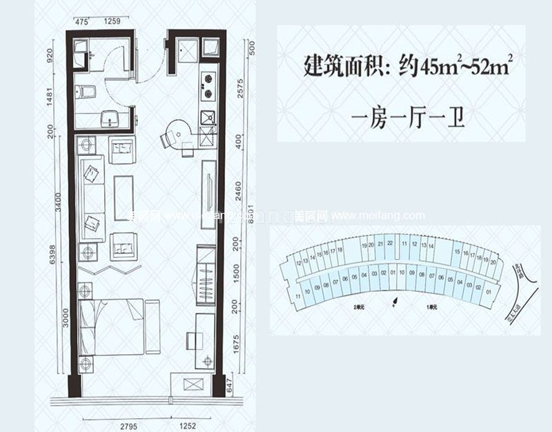 36-46平单房户型