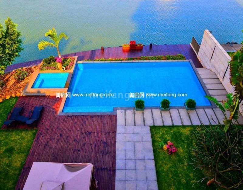 银湖山庄泳池实景图