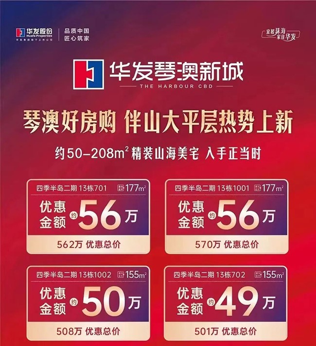 华发琴澳新城四季半岛特价房源海报