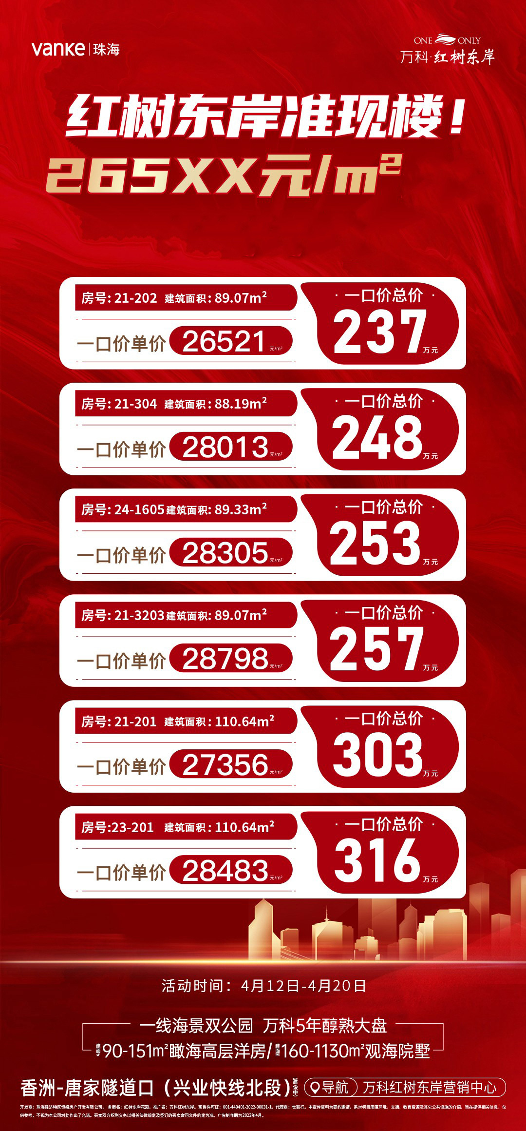 万科红树东岸特惠房源信息 万科红树东岸特惠房源信息