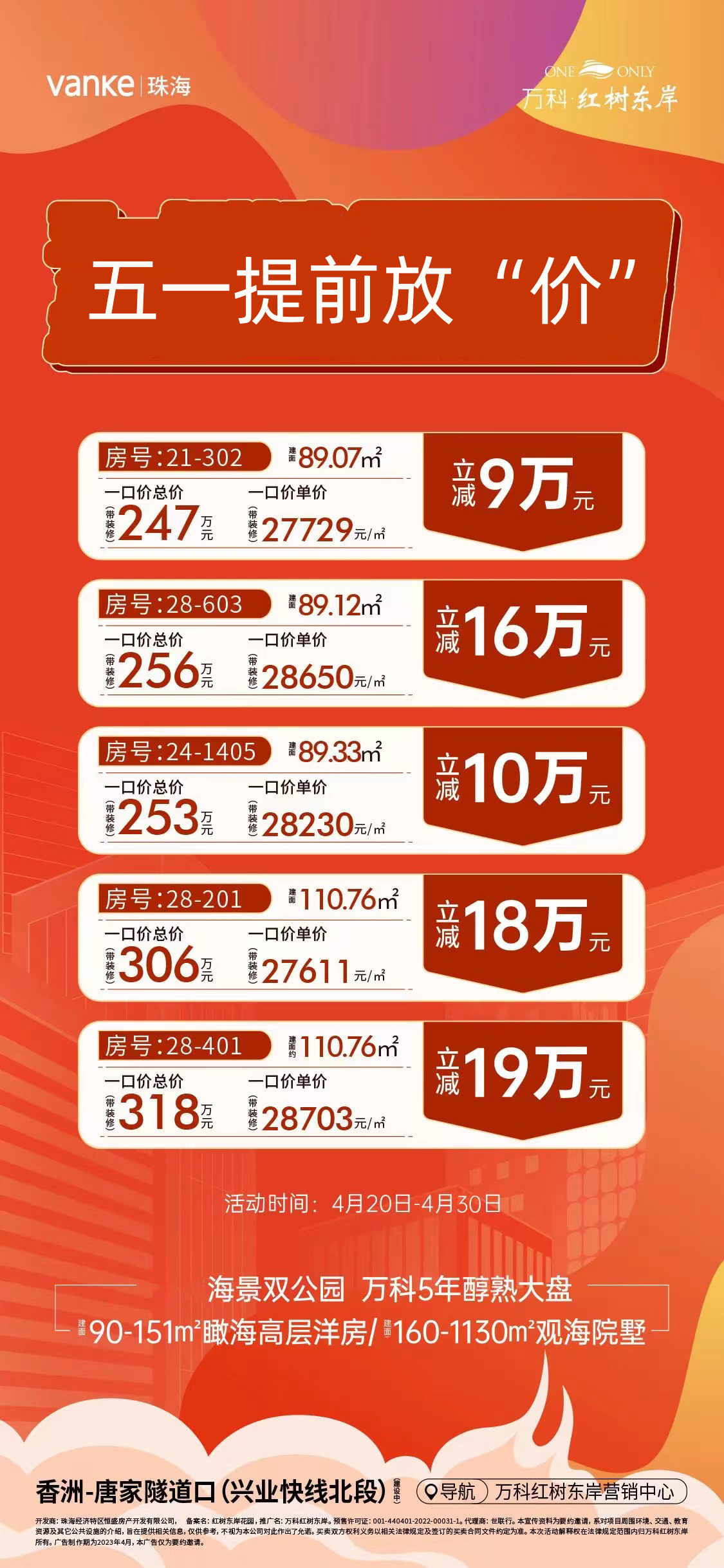 万科红树东岸特惠房源信息 万科红树东岸特惠房源信息