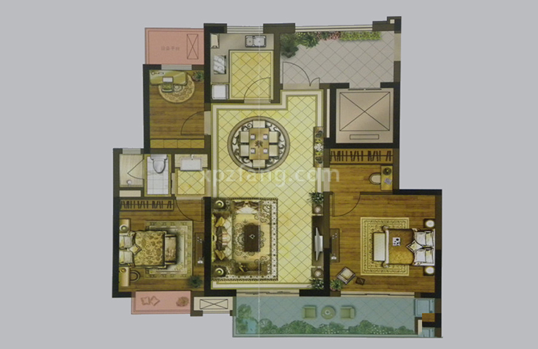 绿地海珀澜庭 110㎡大平层户型 3室2厅2卫1厨 建面109㎡