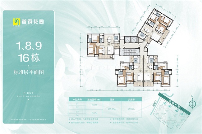 1，8,9,16栋标准层平面图