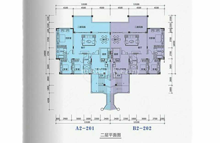 恒大棋子湾洋房A2、B2户型 3室2厅1厨2卫 建面126㎡