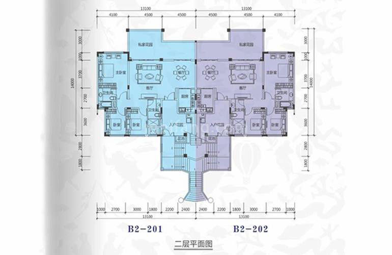 洋房X1-B2户型 3室2厅1厨2卫 建面135㎡