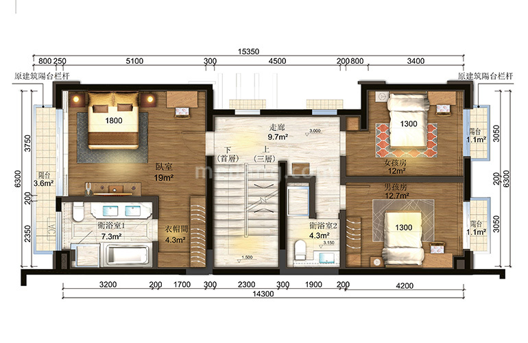观澜湖澜墅联排 边户型中层 6室2厅4卫1厨 建面135-192㎡