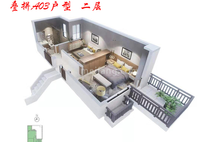 融创海南臻园叠拼A03户型 建面83㎡二层