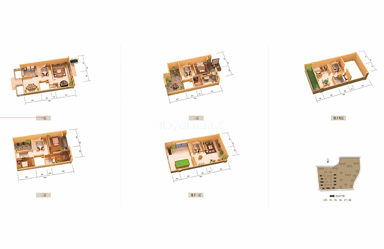 联排 5房2厅4卫1厨 建面266㎡（不含地下室）