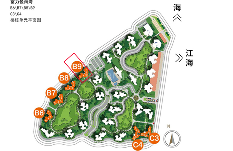 富力悦海湾B9楼栋平面图