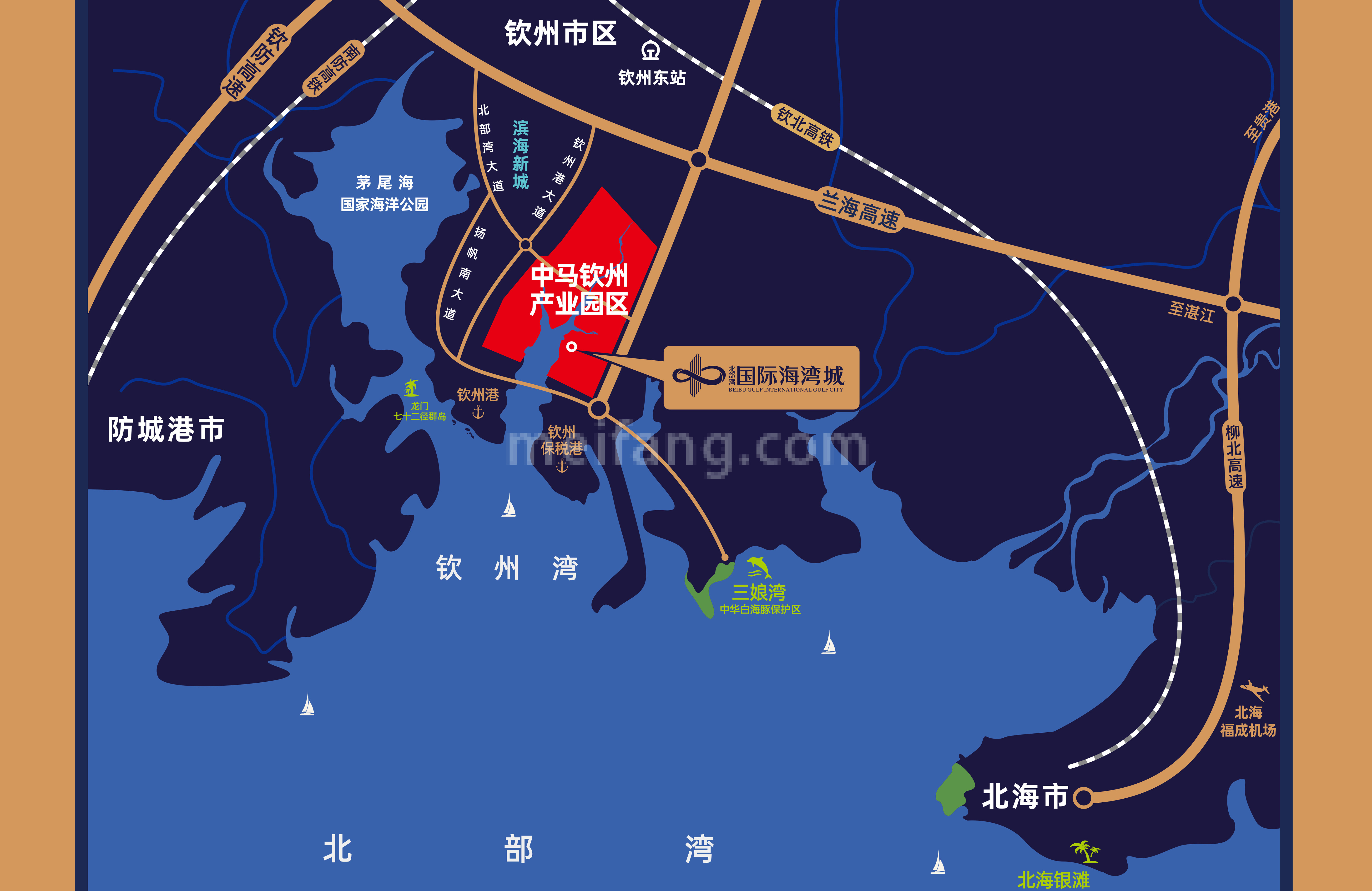 北部湾国际海湾城区位图