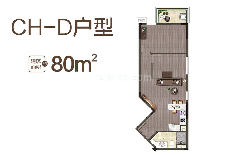 中海神州半岛CH-D户型 建面80㎡