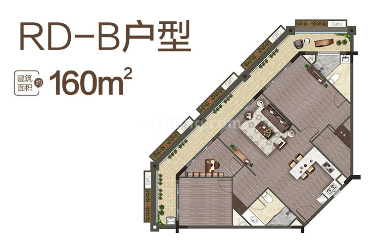 中海神州半岛RD-B户型 建面160㎡ 