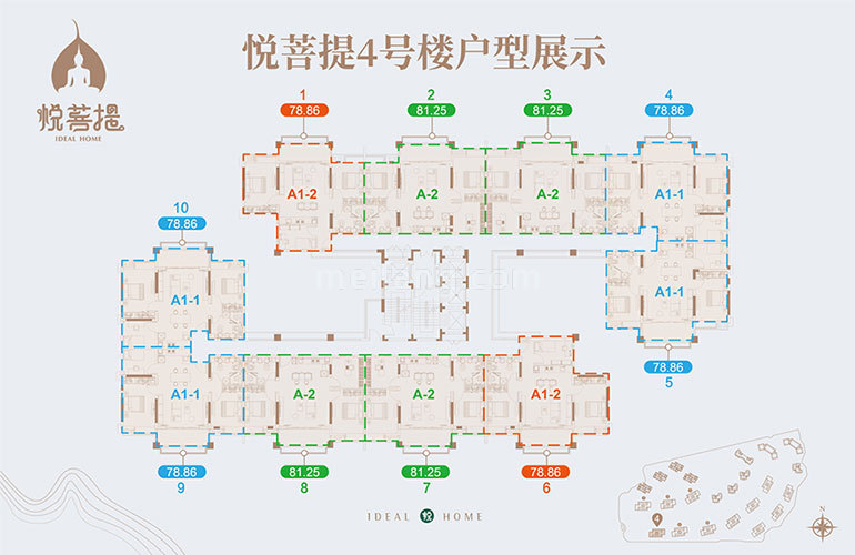 悦菩提4号楼户型平面图