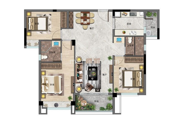 景业白鹭洲洋房 3房2厅2卫 建面102㎡