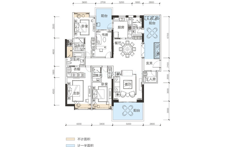 2单元01户型 5室2厅4卫1厨 建筑面积236.27㎡