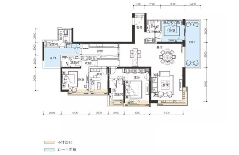 2单元02户型 5室2厅4卫1厨 建筑面积250.17㎡