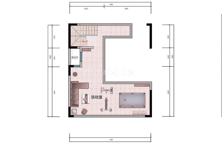 别墅150㎡户型一层 6室2厅4卫1厨 建筑面积150㎡