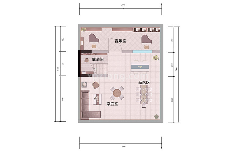 浩创悦山湖 别墅98㎡户型地下一层 3室3厅3卫1厨 建筑面积98㎡