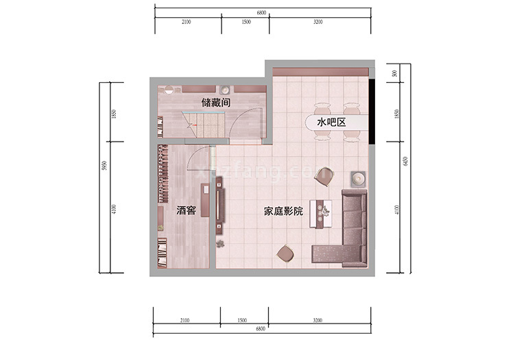 别墅125㎡户型地下一层 4室3厅4卫1厨 建筑面积125㎡