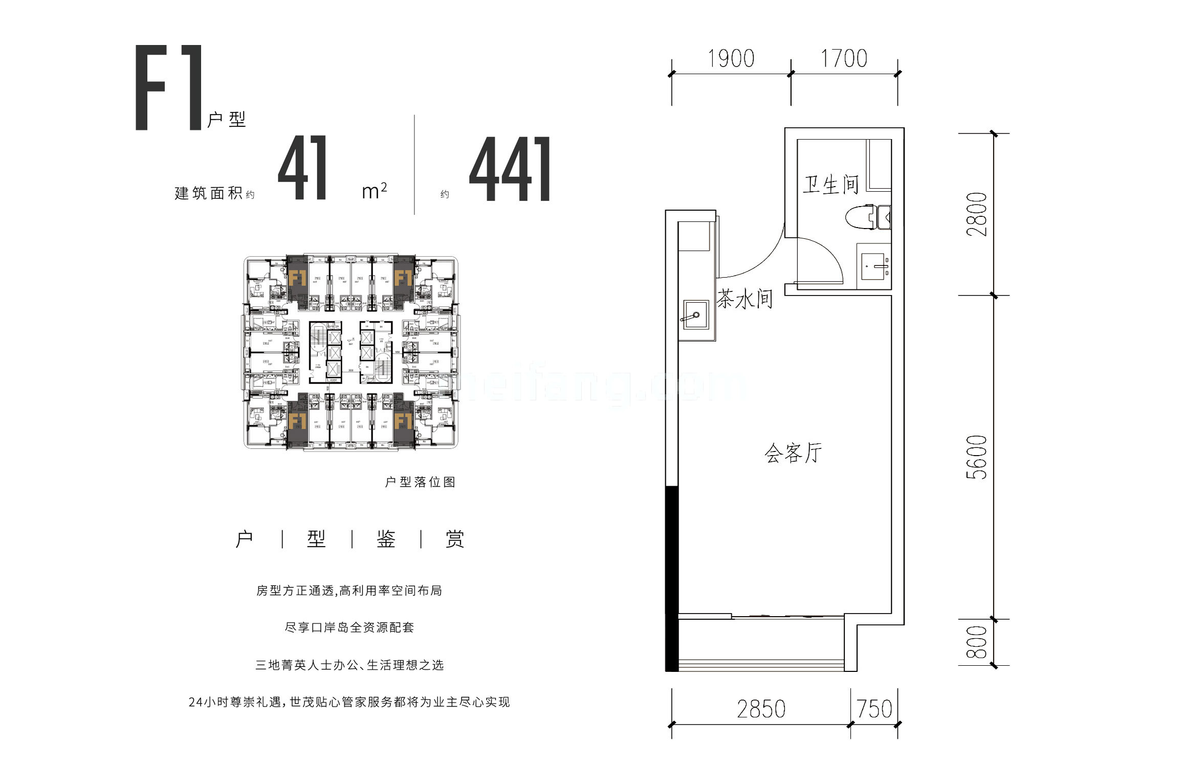 F1户型 建面41㎡