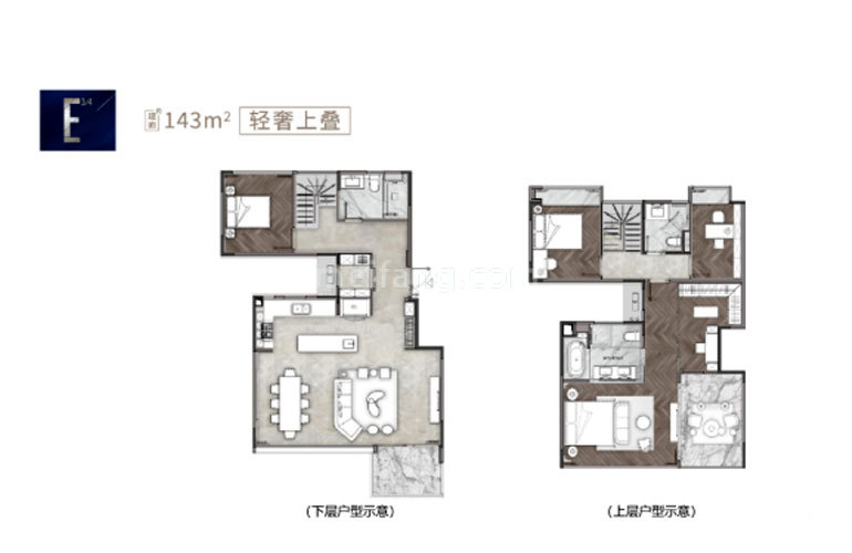 叠墅 上叠户型 建面143㎡