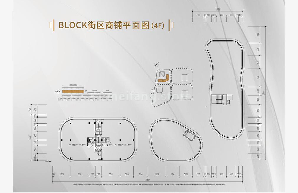 世茂三亚国际金融中心 block街区4F商铺平面图