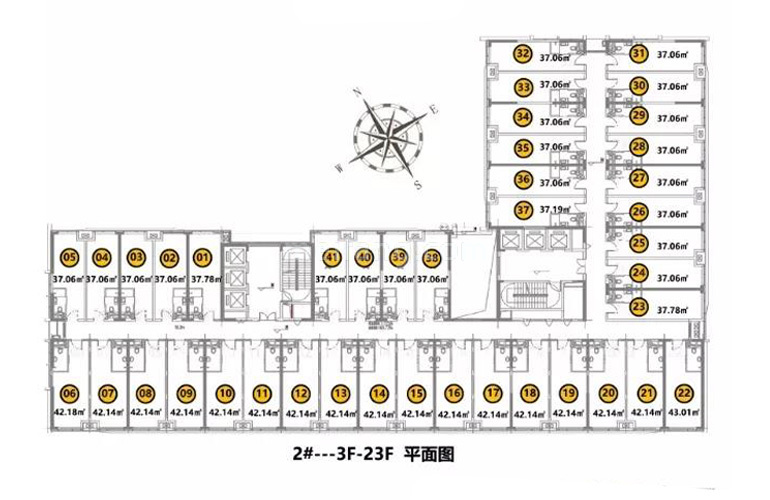 龙光玖龙汇2#3-23F平面图