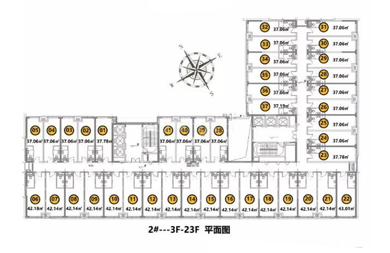 龙光玖龙汇 2#3-23F平面图