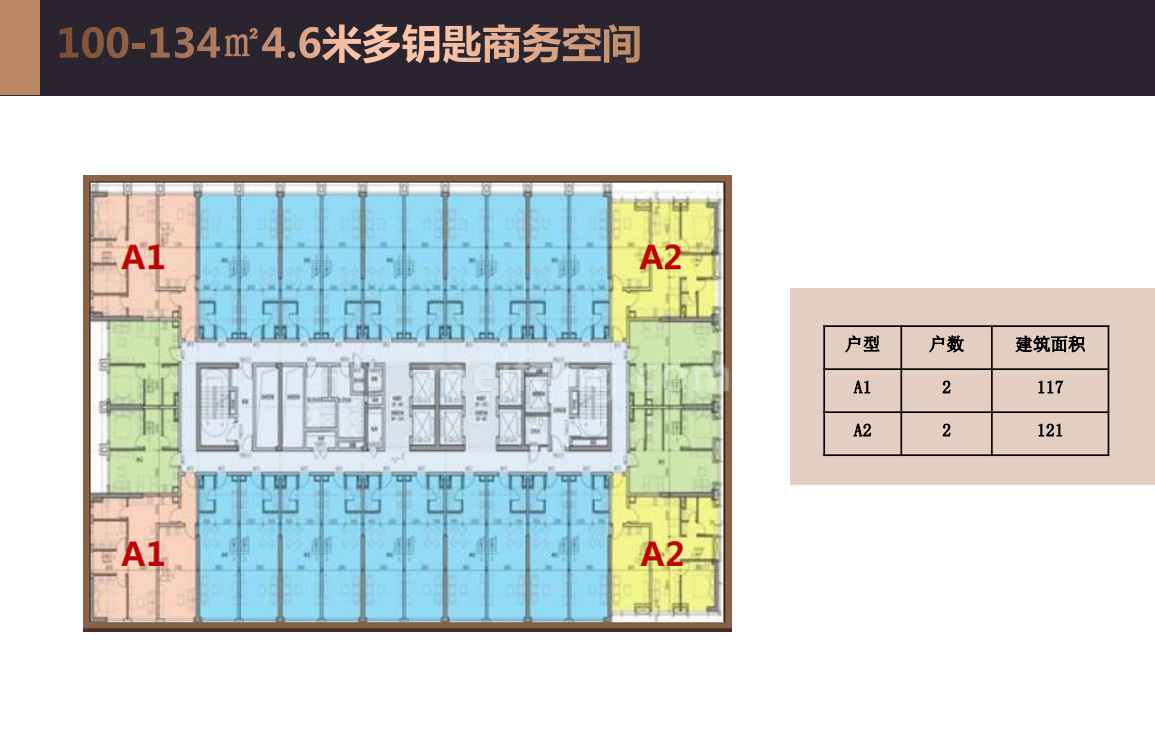 SOHO C栋A1/A2户型平面图 建面117-121㎡