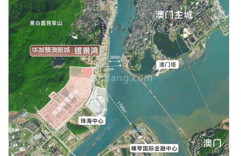 华发琴澳新城银景湾项目距澳门距离示意图