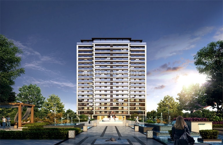 鸿基翡翠湖建面105㎡洋房高层18F效果图