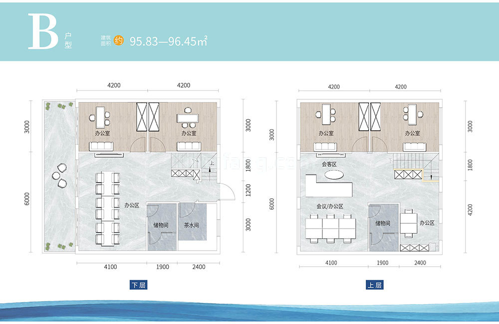 白马湾壹号B户型 建筑面积95.83㎡