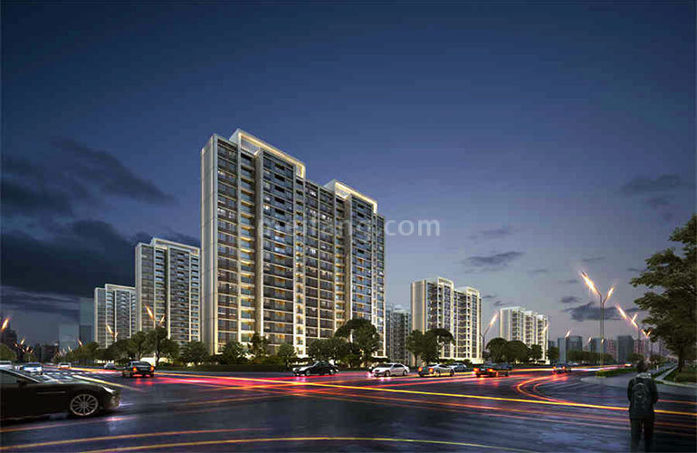 招商华发卓越湖心明悦夜景效果图